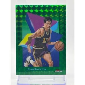 2024-25 Topps Finest John Stockton Green Geometric Refractor 14/150 SP Utah Jazz